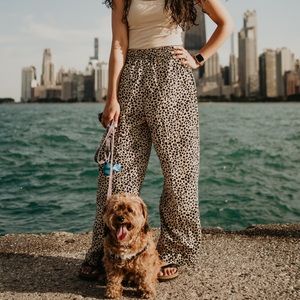 LIGHTSOME LEOPARD PRINT WIDE-LEG PANTS